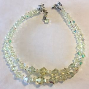 Vintage yellow AB crystal necklace
